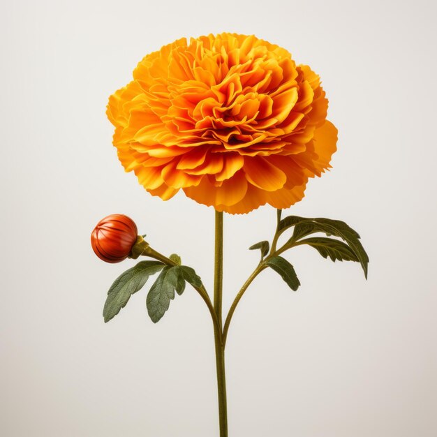 Minimalist marigold a delicate rose on a white background