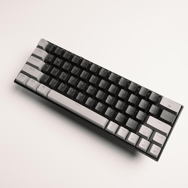 minimalist mechanical keyboard with white background