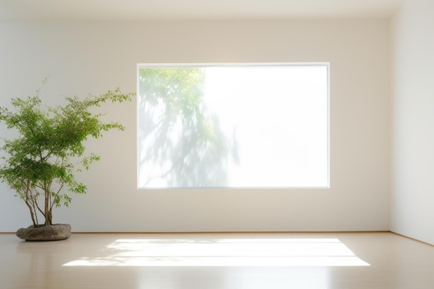 Minimalist meditation space with natural light and white walls