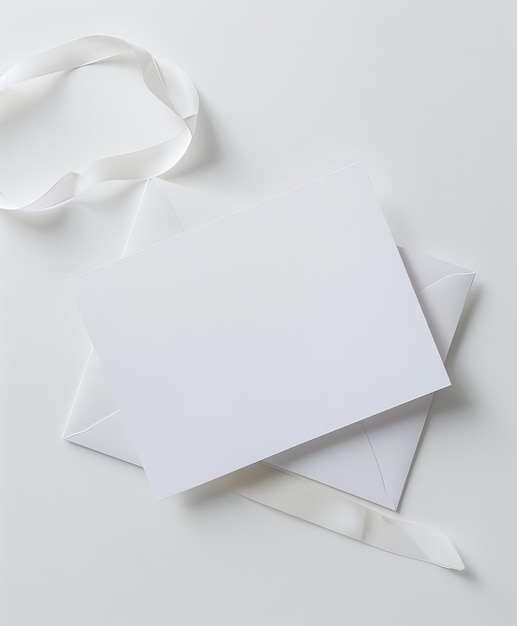 Minimalist mockup of a blank white invitation card