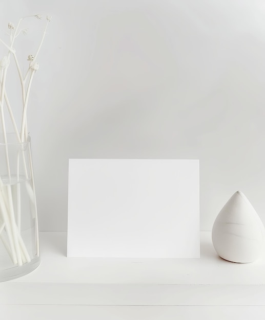 Minimalist mockup of a blank white invitation card