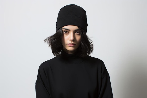 Minimalist modern beanie in black