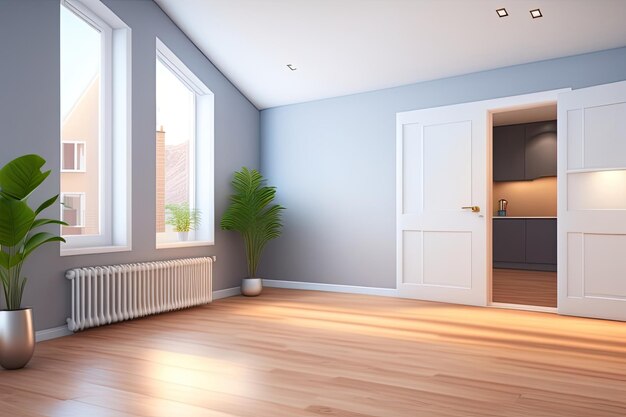 Photo minimalist and modern flat interior with a copy spaceai generated