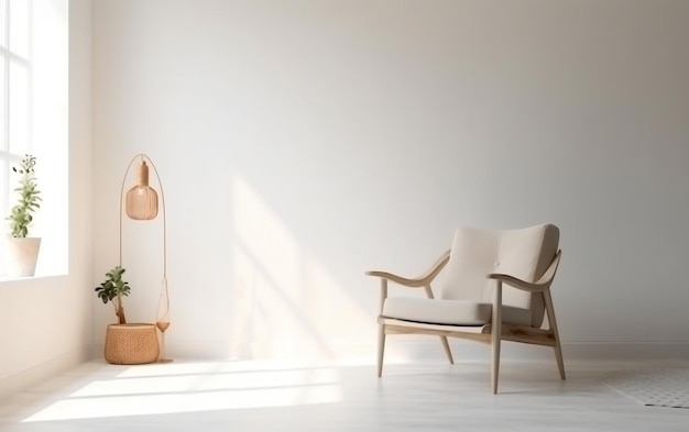 Photo minimalist modern interior with an armchair on an empty background generative ai