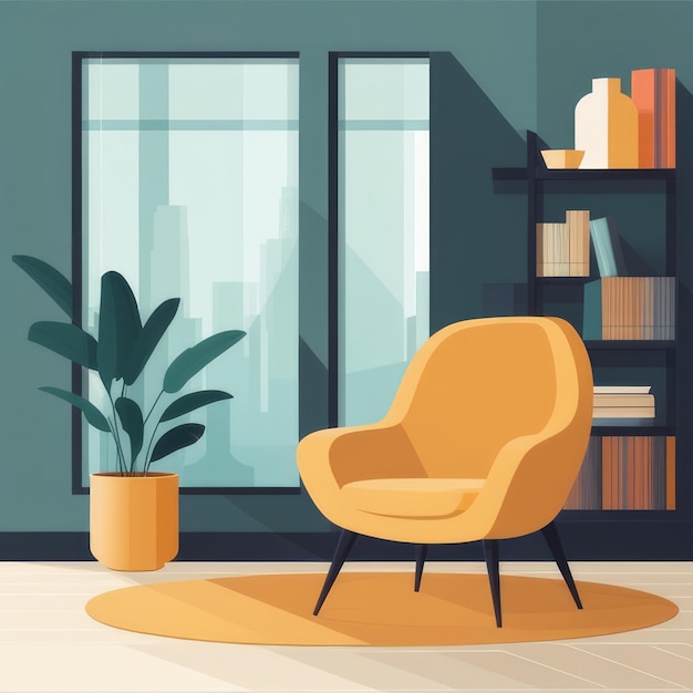 Minimalist Modern Interior with Empty Chair
