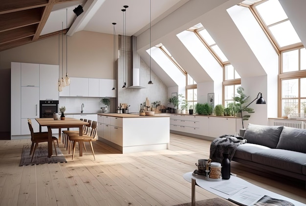 Minimalist modern living room in loft style flat