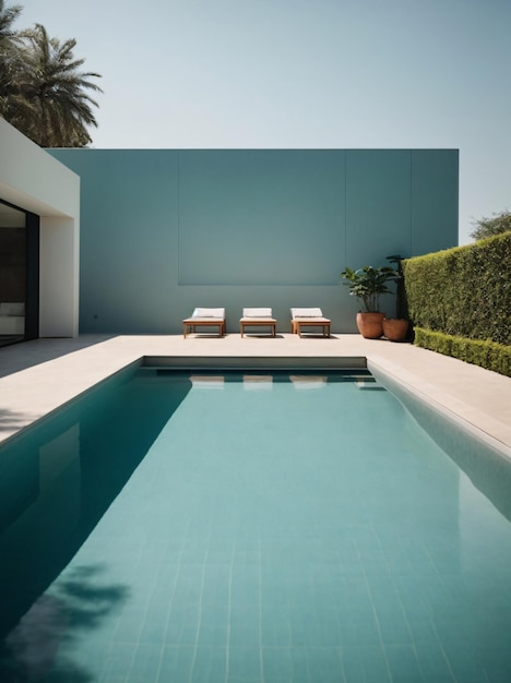 Minimalist Modern Pool at The Back of The House