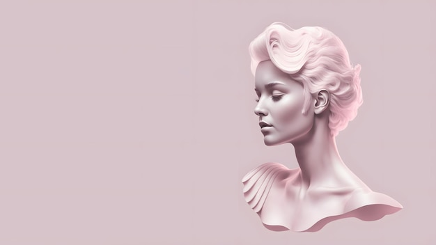 Foto un busto monocromatico minimalista di una bellissima statua femminile in una tonalità rosa