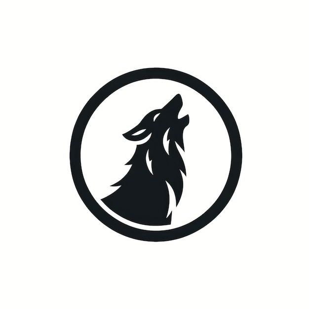 Minimalist Monochrome Wolf Logo in a Circle