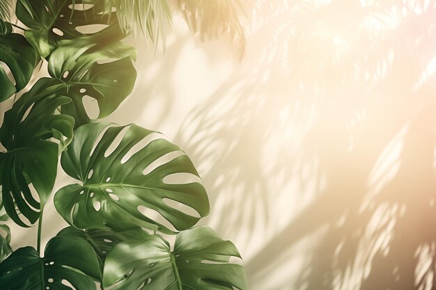 Минималистское растение монстера в солнечном свете и тени ИИ