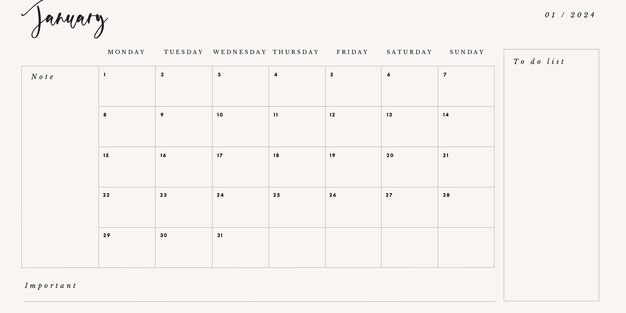 Минималистичные шаблоны ежемесячных календарей