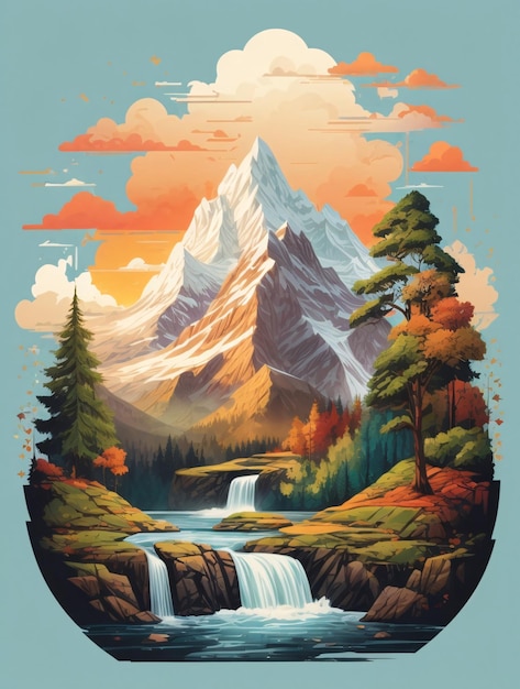 Minimalist Mountain Vector Illustration for Tshirt Design