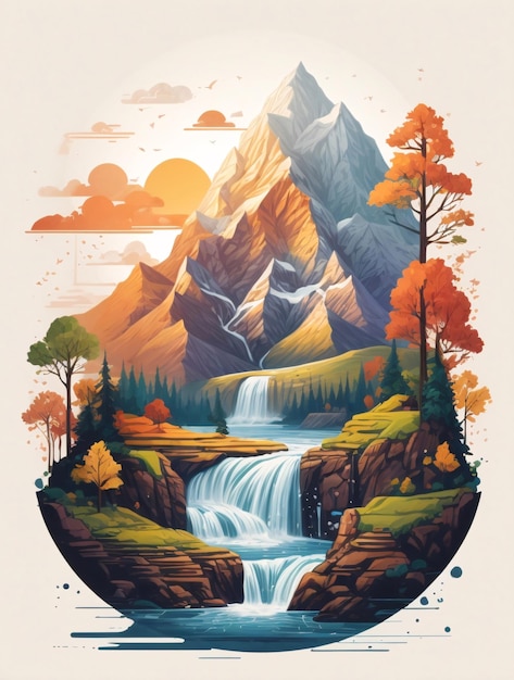 Minimalist Mountain Vector Illustration for Tshirt Design