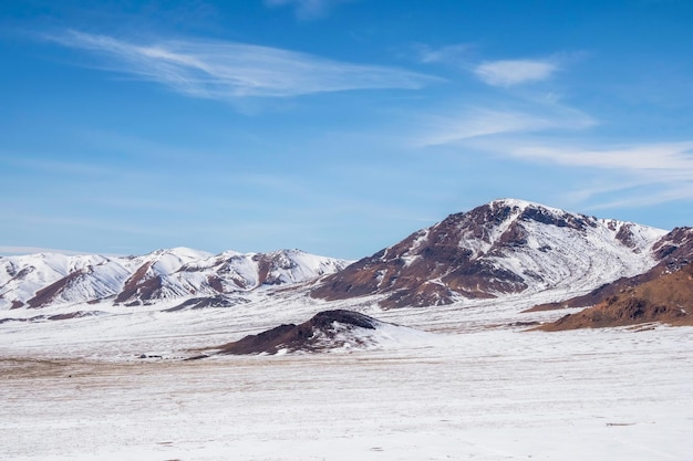 Minimalist nature background of snowy mountainside