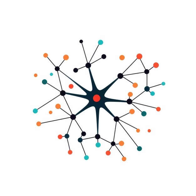 Minimalist Neural Network Streamlined Neuron Design with Flat Icon Illustration and Clean Lines