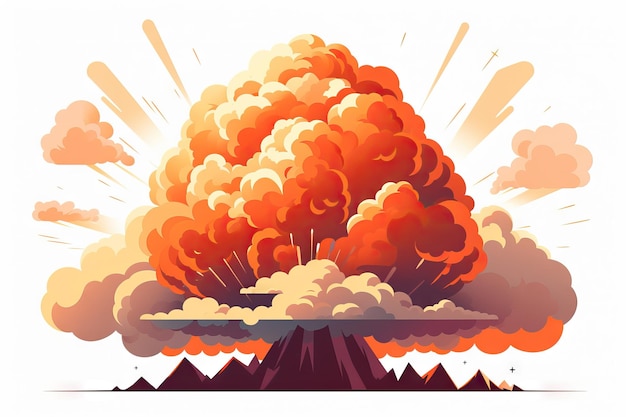Фото Минималистский взрыв ядерной бомбы, сгенерированный ai