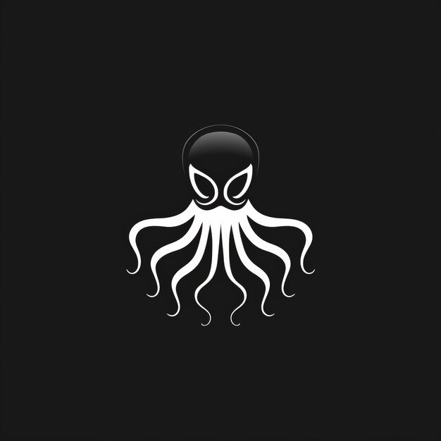 Фото Минималистский логотип осьминога современный стилизованный черно-белый дизайн