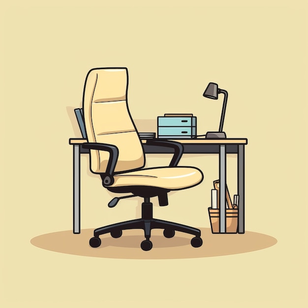 Minimalist Office Chair And Table Vector Illustration