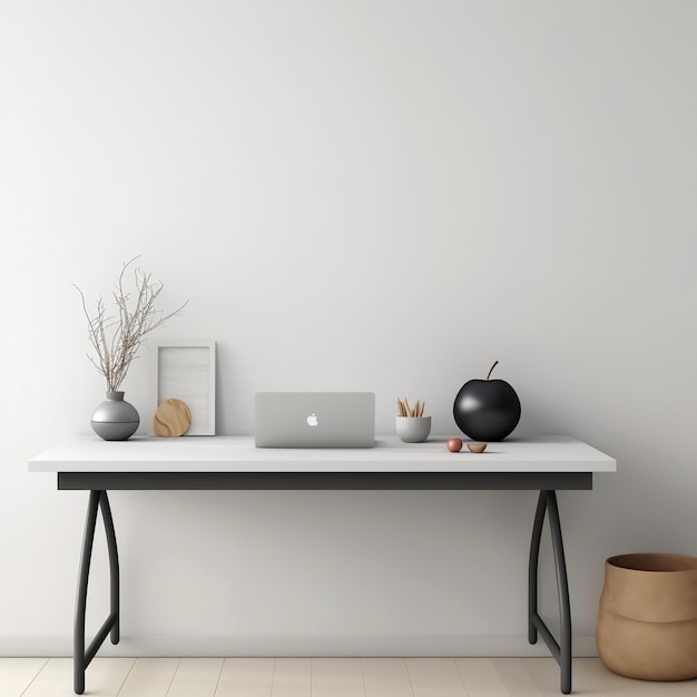 Minimalist Office Desk with Simple Office Essentials Generative AI