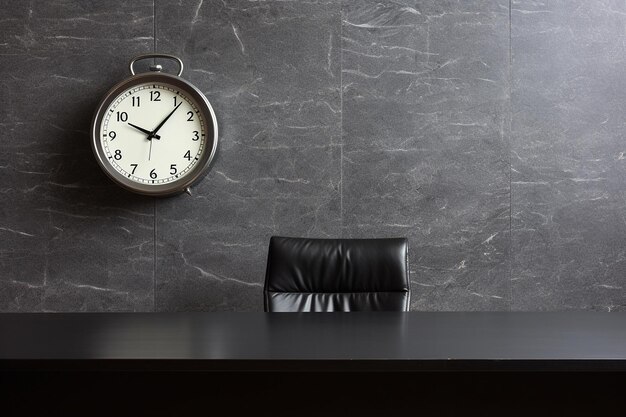 Photo minimalist office reception desk with a minimalist wall clock