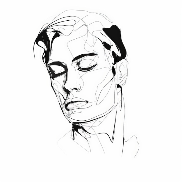 Minimalist One Continuous Line Art Drawing Of A Handsome Man