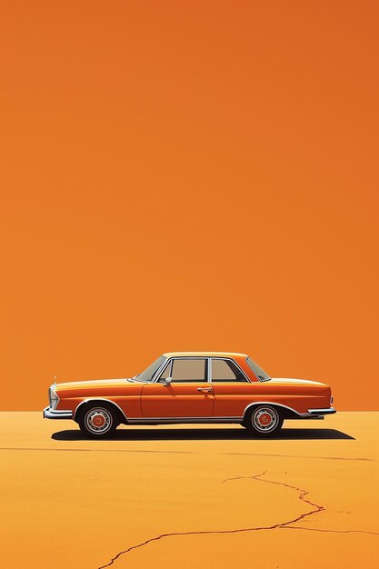 Photo minimalist orange poster with car