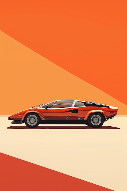 Photo minimalist orange poster with car