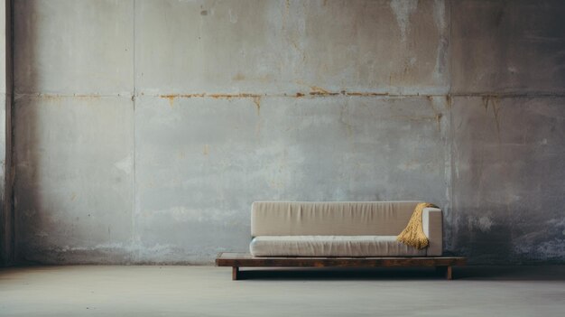 Foto futon orientale minimalista in un ambiente brutale