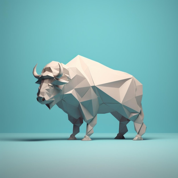 Minimalist Origami Bison Composition