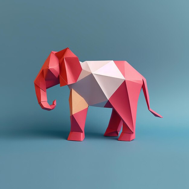 Photo minimalist origami elephant composition