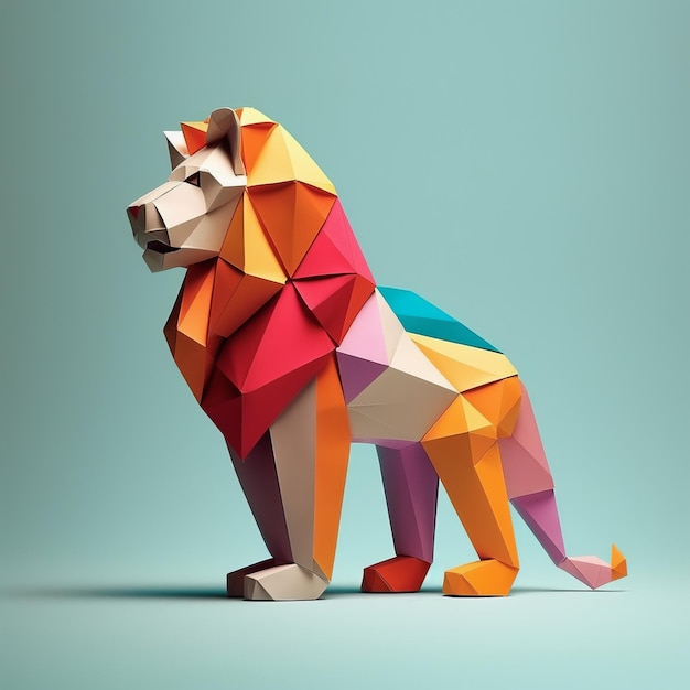 Minimalist Origami Lion Composition