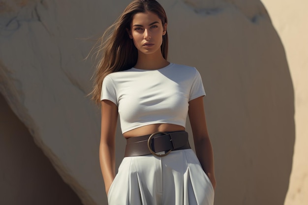 Minimalist Outfit with a Statement Belt Generative AI