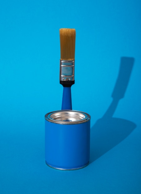 Minimalist paint can with brush