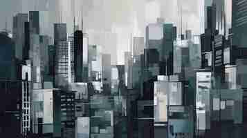 Photo minimalist painting cityscape ai generated high quality illustration