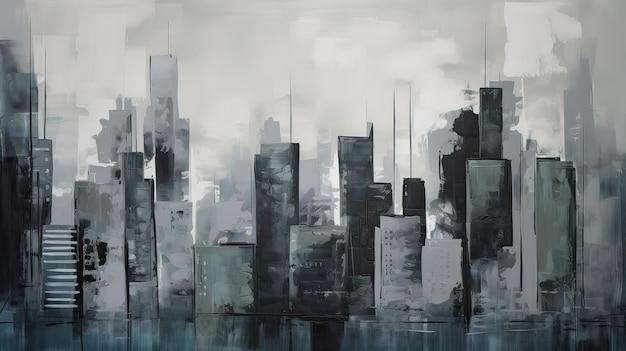 Photo minimalist painting cityscape ai generated high quality illustration