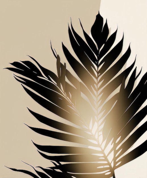 Minimalist palm leaf shadow beige background Illustration AI Generative