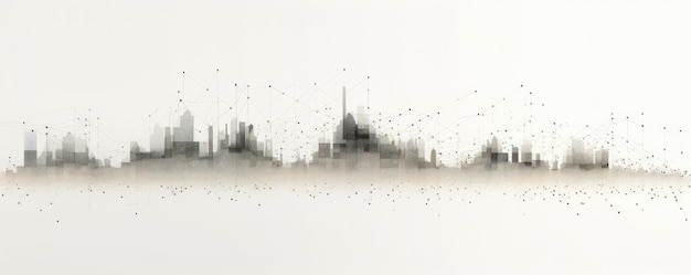 A minimalist panorama showcasing white abstract data visualizations