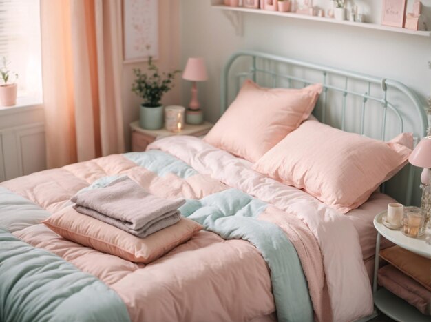 Foto camera da letto pastello minimalista