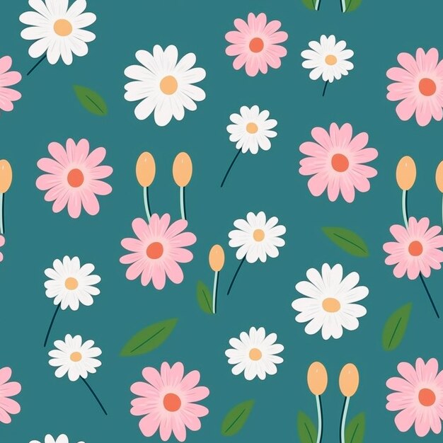 minimalist pastel flowers pattern