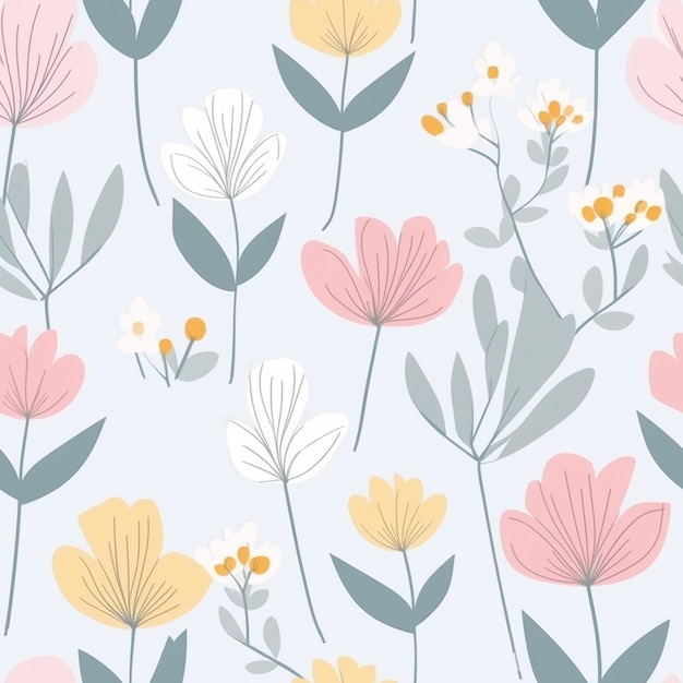 minimalist pastel flowers pattern