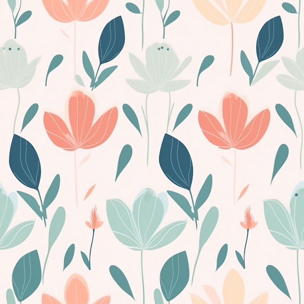 minimalist pastel flowers pattern