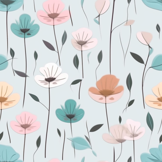 minimalist pastel flowers pattern