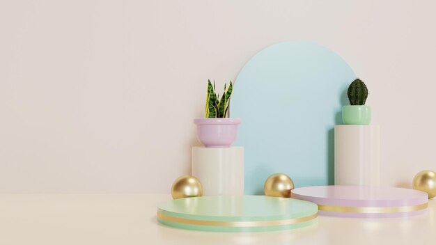 Photo minimalist pastel luxury podium with plant