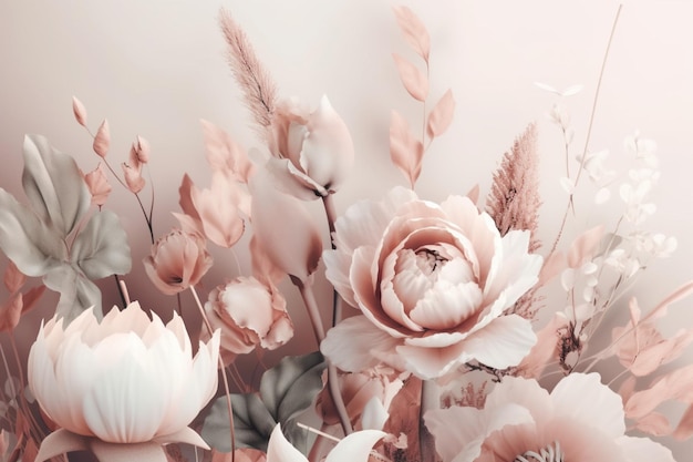 minimalist pastel pink floral design