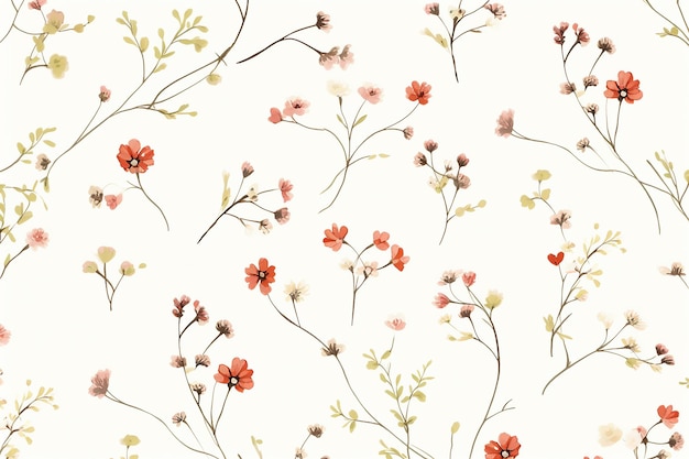 写真 ミニマリストのパステル色 細いヴィンテージの花色の壁紙のシームレスなパターン