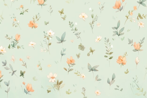 Photo minimalist pastel seamless pattern of tiny vintage floral wallpaper