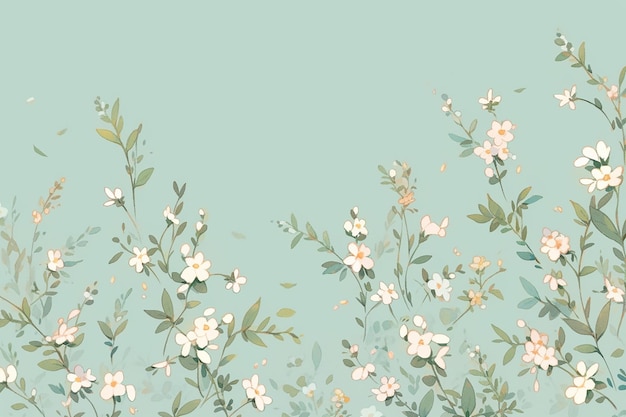 Photo minimalist pastel seamless pattern of tiny vintage floral wallpaper