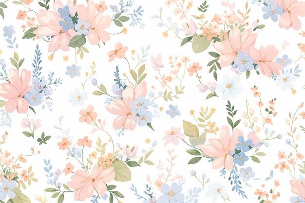 Minimalist pastel Seamless pattern of tiny vintage floral wallpaper