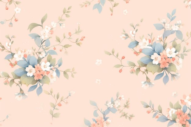 Minimalist pastel Seamless pattern of tiny vintage floral wallpaper