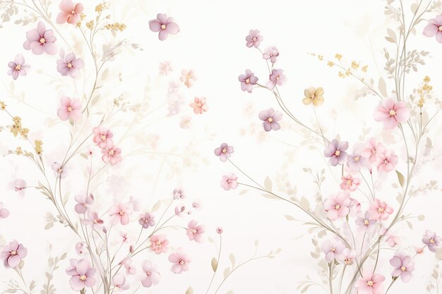 Photo minimalist pastel seamless pattern of tiny vintage floral wallpaper